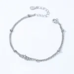 Crown Double Layers Small Round Beads Bracelet 925 Sterling Silver