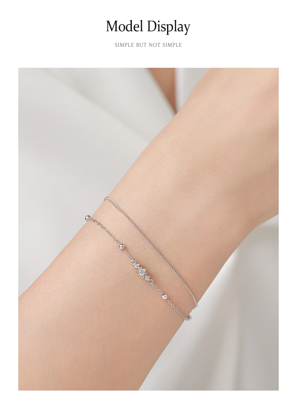 Crown Double Layers Small Round Beads Bracelet 925 Sterling Silver