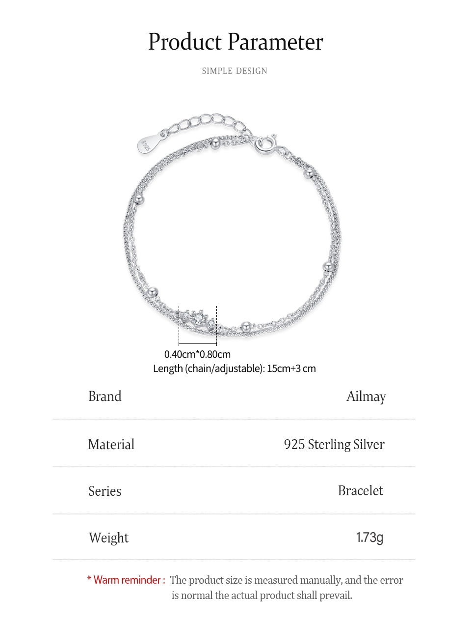 Crown Double Layers Small Round Beads Bracelet 925 Sterling Silver
