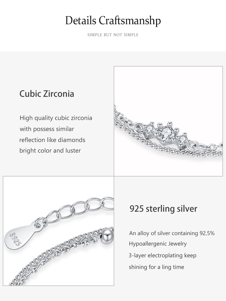 Crown Double Layers Small Round Beads Bracelet 925 Sterling Silver