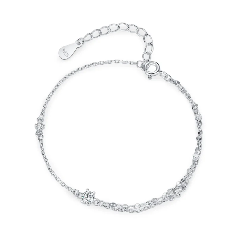 Single-Sided Double-Layer Design Chain Bracelet 925 Sterling Silver