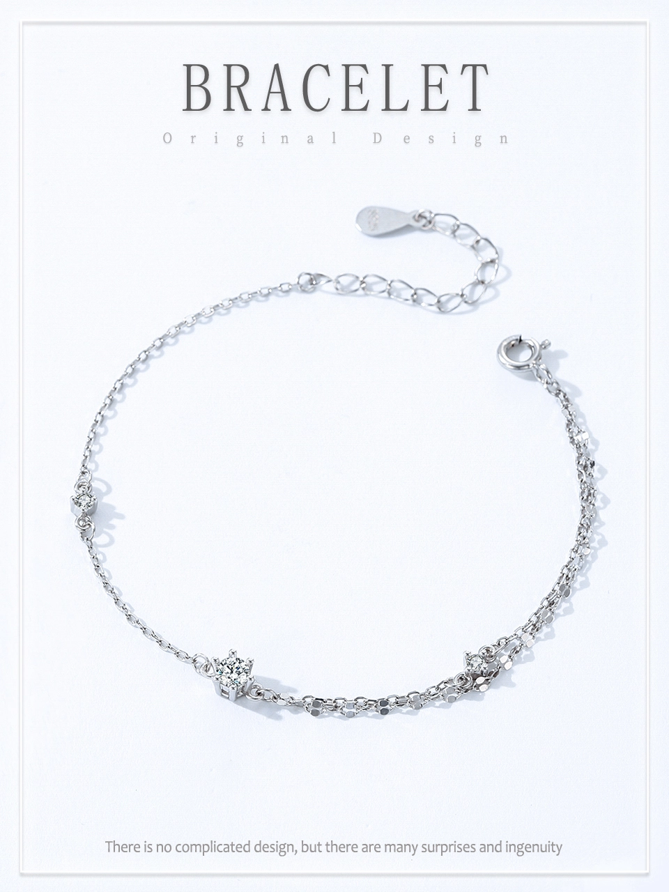 Single-Sided Double-Layer Design Chain Bracelet 925 Sterling Silver