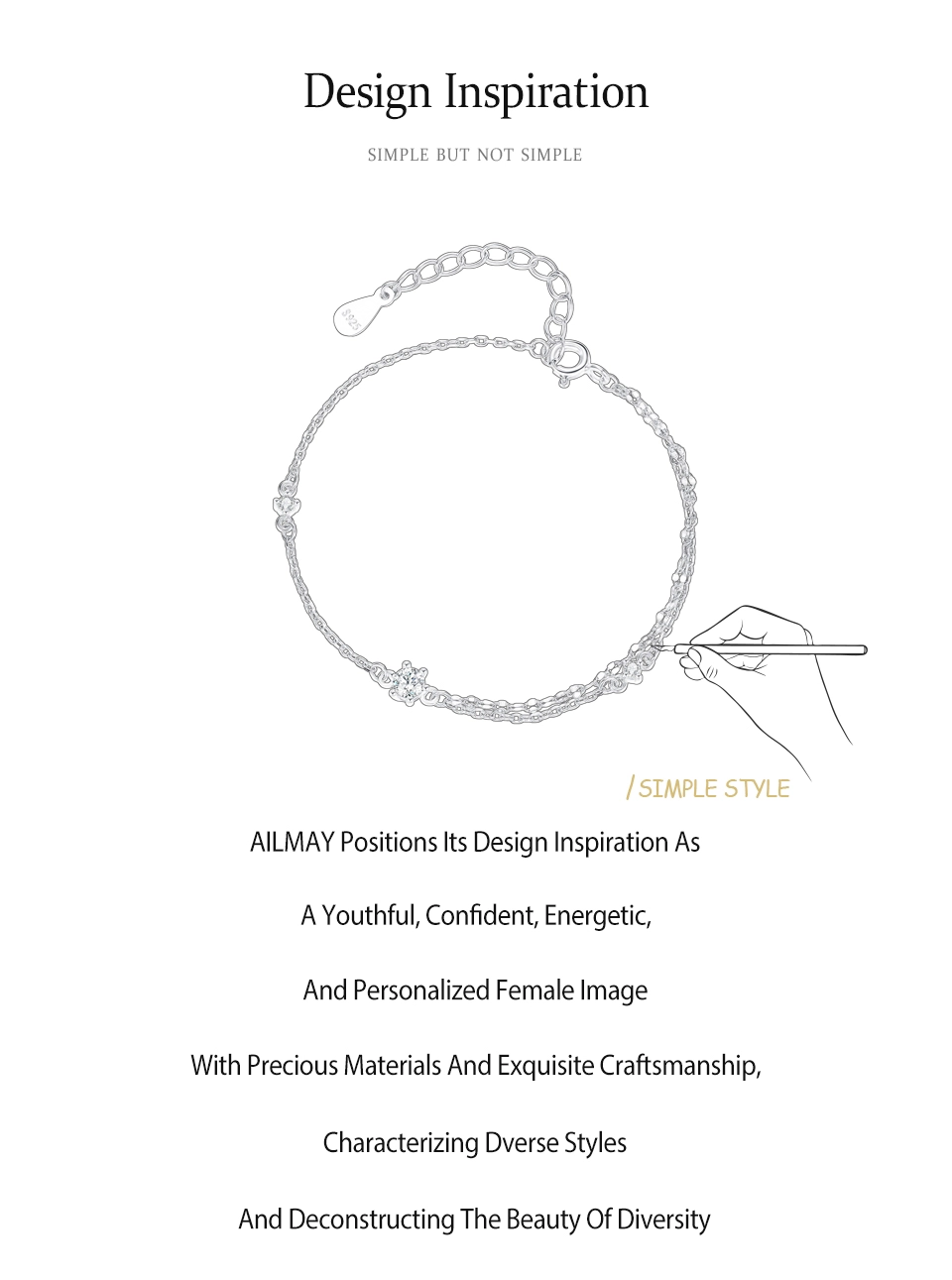 Single-Sided Double-Layer Design Chain Bracelet 925 Sterling Silver