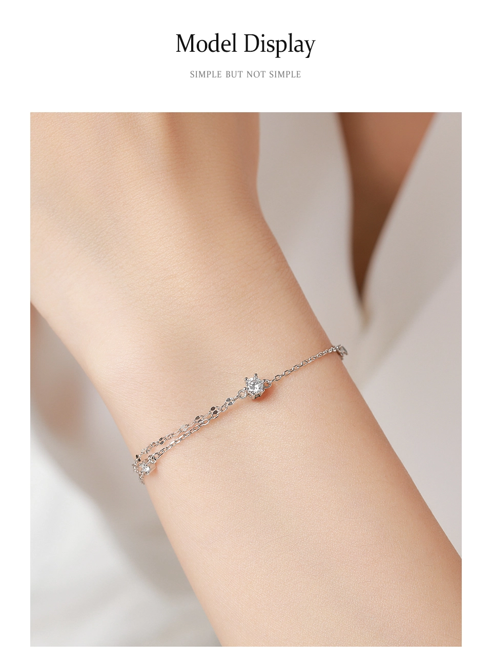 Single-Sided Double-Layer Design Chain Bracelet 925 Sterling Silver