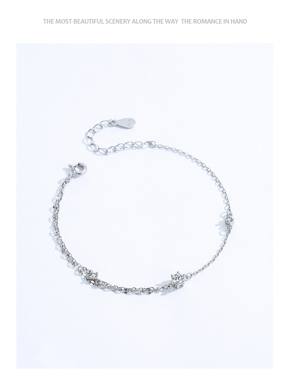 Single-Sided Double-Layer Design Chain Bracelet 925 Sterling Silver