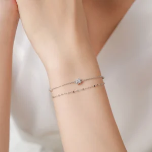 Cute Little Flower Chain Bracelet 925 Sterling Silver