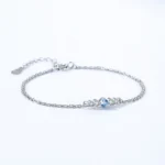 Bright Sea Blue Zircon Circular Double-Layer Bracelet 925 Sterling Silver