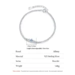 Bright Sea Blue Zircon Circular Double-Layer Bracelet 925 Sterling Silver