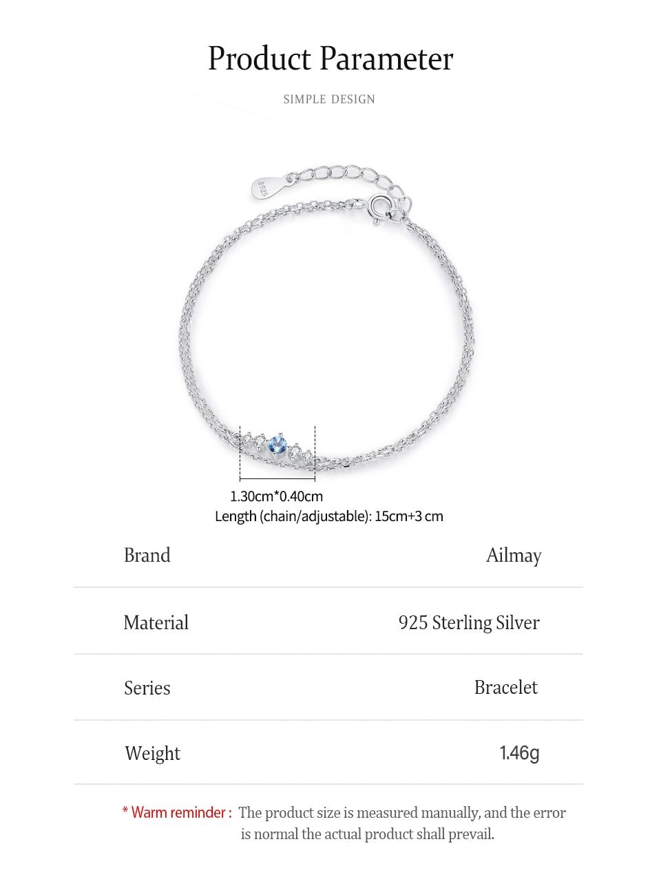 Bright Sea Blue Zircon Circular Double-Layer Bracelet 925 Sterling Silver
