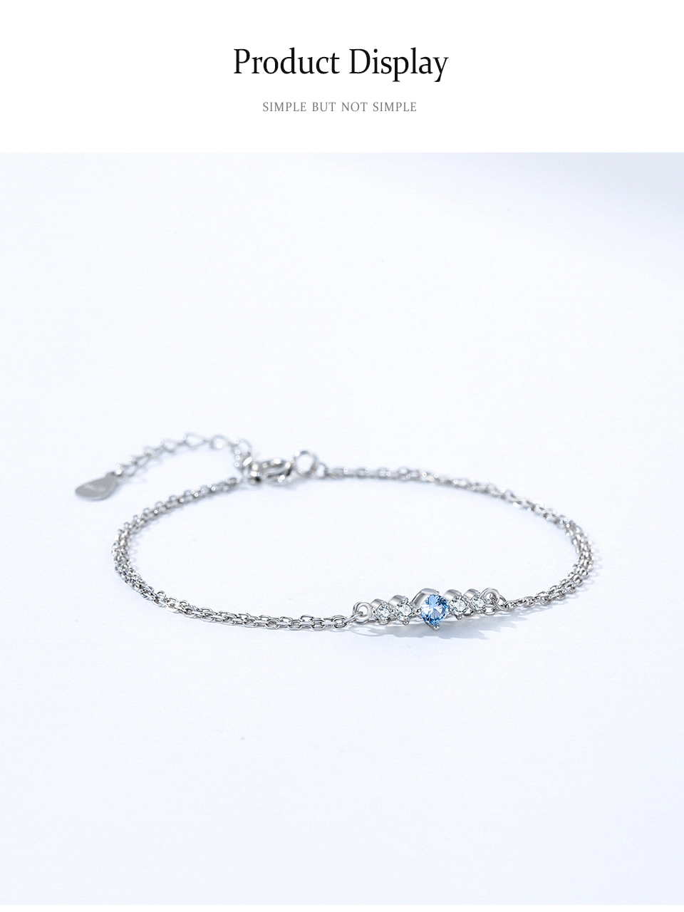 Bright Sea Blue Zircon Circular Double-Layer Bracelet 925 Sterling Silver