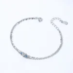 Heart Shaped Blue Double layered Bracelet 925 Sterling Silver