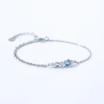 Elegant Blue White Interval Zircon Chain Bracelet 925 Sterling Silver