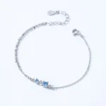 Elegant Blue White Interval Zircon Chain Bracelet 925 Sterling Silver