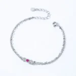 Cute and Sweet Chain Bracelet Pink Zircon Festival Bracelet 925 Sterling Silver