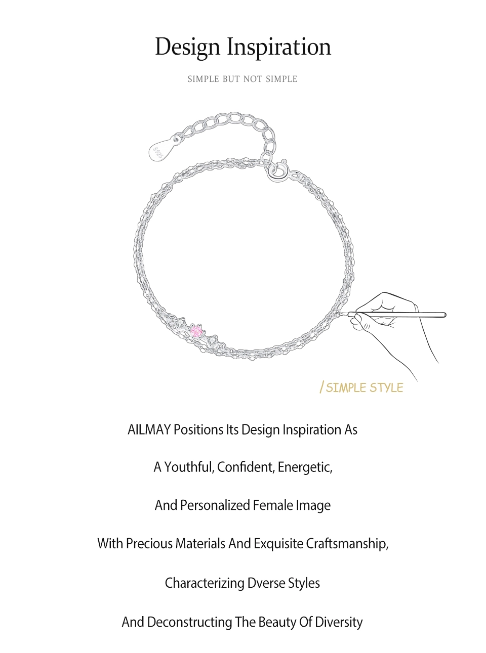 Cute and Sweet Chain Bracelet Pink Zircon Festival Bracelet 925 Sterling Silver