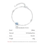 Exquisite Sea Blue Zircon Chain Bracelet 925 Sterling Silver