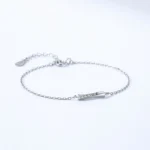 Simple Rectangle Chain Bracelet 925 Sterling Silver