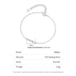 Simple Rectangle Chain Bracelet 925 Sterling Silver