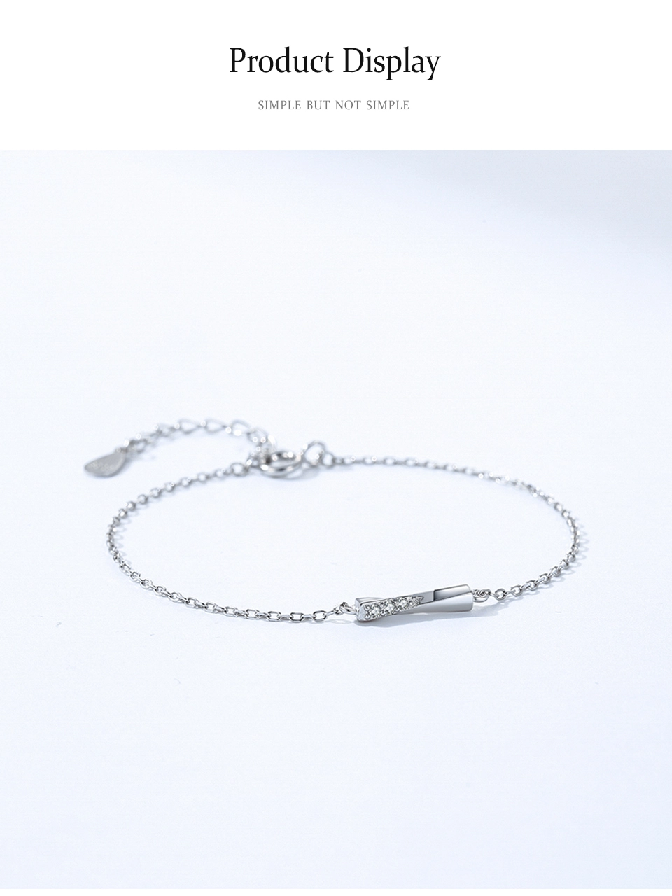 Simple Rectangle Chain Bracelet 925 Sterling Silver
