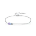 Colored Zircon Line Design Chain Bracelet 925 Sterling Silver