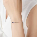 Colored Zircon Line Design Chain Bracelet 925 Sterling Silver