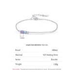 Colored Zircon Line Design Chain Bracelet 925 Sterling Silver
