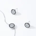 Vintage Round White Black Zircon Chain Bracelet 925 Sterling Silver