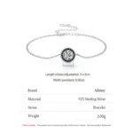 Vintage Round White Black Zircon Chain Bracelet 925 Sterling Silver