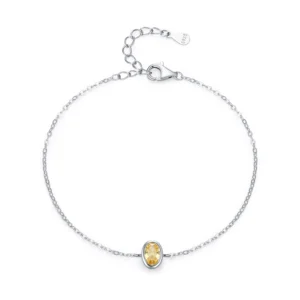 Gorgeous Gold Oval Zircon Chain Bracelet 925 Sterling Silver