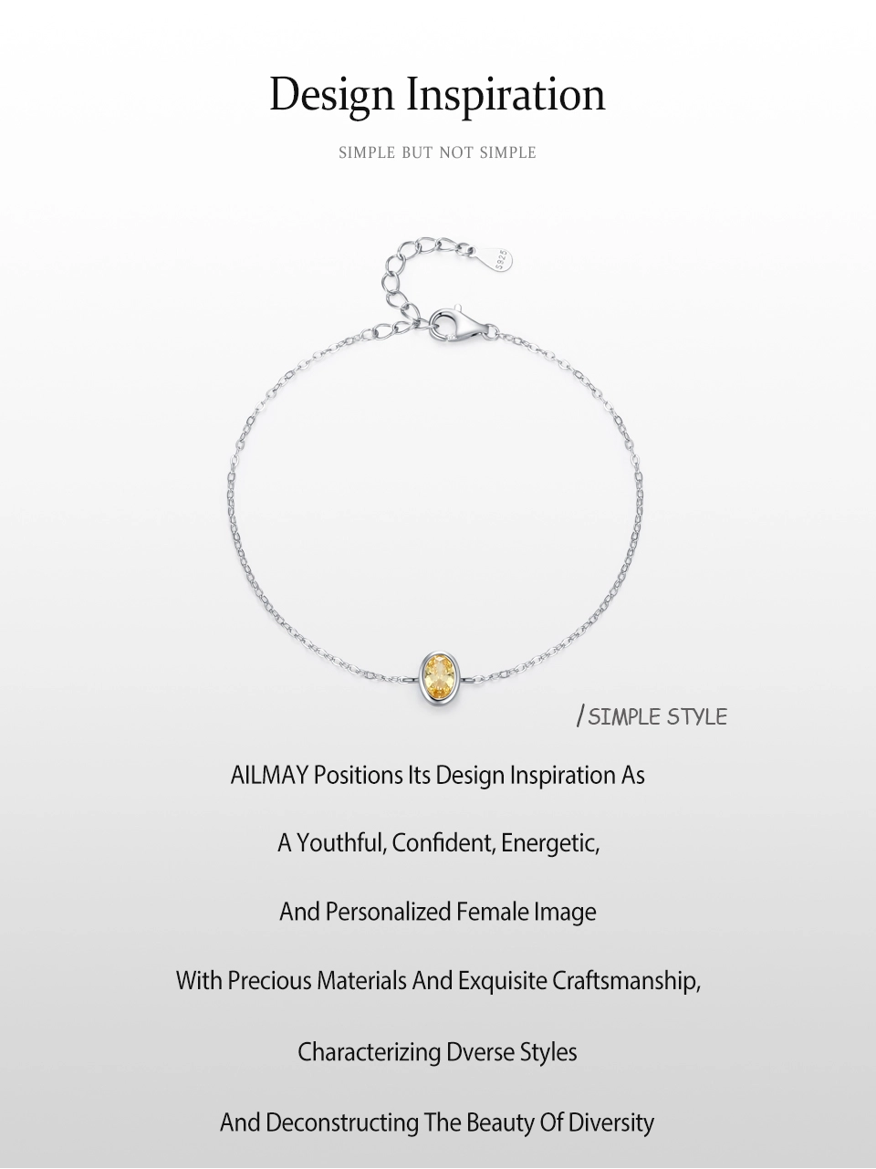 Gorgeous Gold Oval Zircon Chain Bracelet 925 Sterling Silver