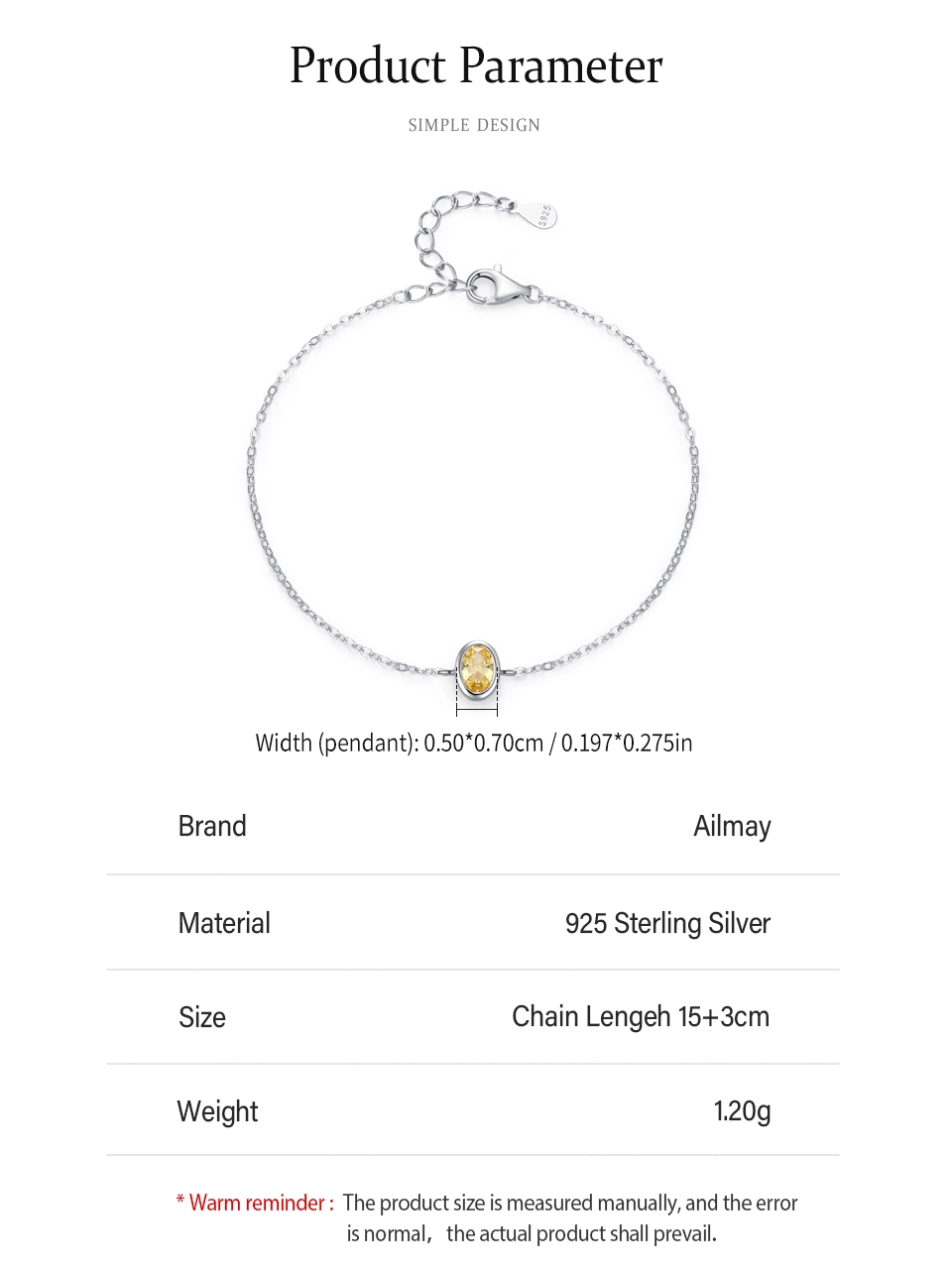 Gorgeous Gold Oval Zircon Chain Bracelet 925 Sterling Silver