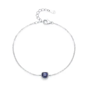 Elegant Square Zircon Chain Bracelet 925 Sterling Silver