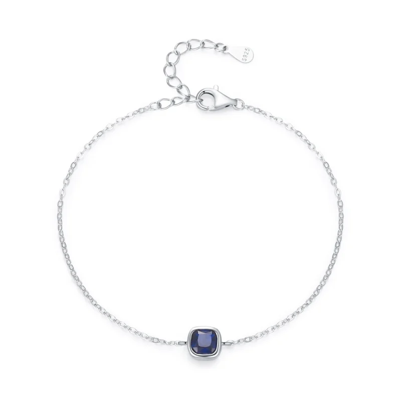 Elegant Square Zircon Chain Bracelet 925 Sterling Silver