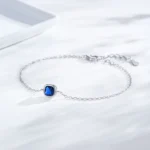 Elegant Square Zircon Chain Bracelet 925 Sterling Silver
