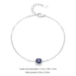 Elegant Square Zircon Chain Bracelet 925 Sterling Silver