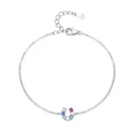 U-shaped Colored Zircon Letter Chain Bracelet 925 Sterling Silver
