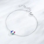 U-shaped Colored Zircon Letter Chain Bracelet 925 Sterling Silver