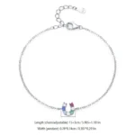 U-shaped Colored Zircon Letter Chain Bracelet 925 Sterling Silver