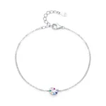 Cute Colored Zircon Snails Chain Bracelet 925 Sterling Silver
