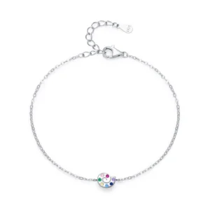 Cute Colored Zircon Snails Chain Bracelet 925 Sterling Silver