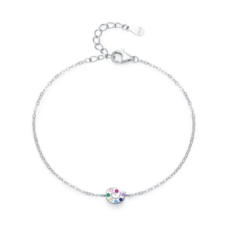Cute Colored Zircon Snails Chain Bracelet 925 Sterling Silver