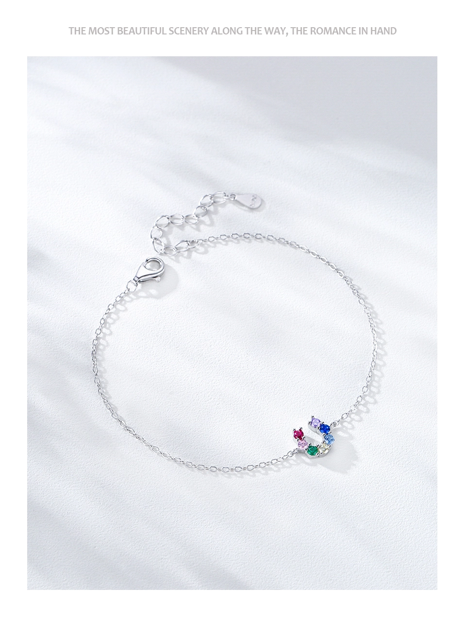 Cute Colored Zircon Snails Chain Bracelet 925 Sterling Silver