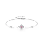 Sweet Pink Zircon Chain Bracelet 925 Sterling Silver