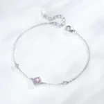 Sweet Pink Zircon Chain Bracelet 925 Sterling Silver