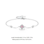Sweet Pink Zircon Chain Bracelet 925 Sterling Silver
