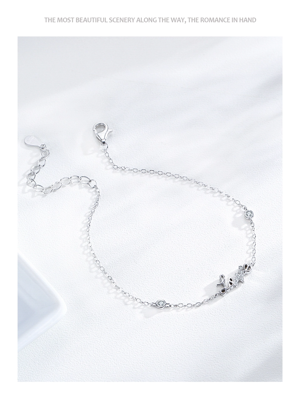 Sweet Pink Zircon Chain Bracelet 925 Sterling Silver