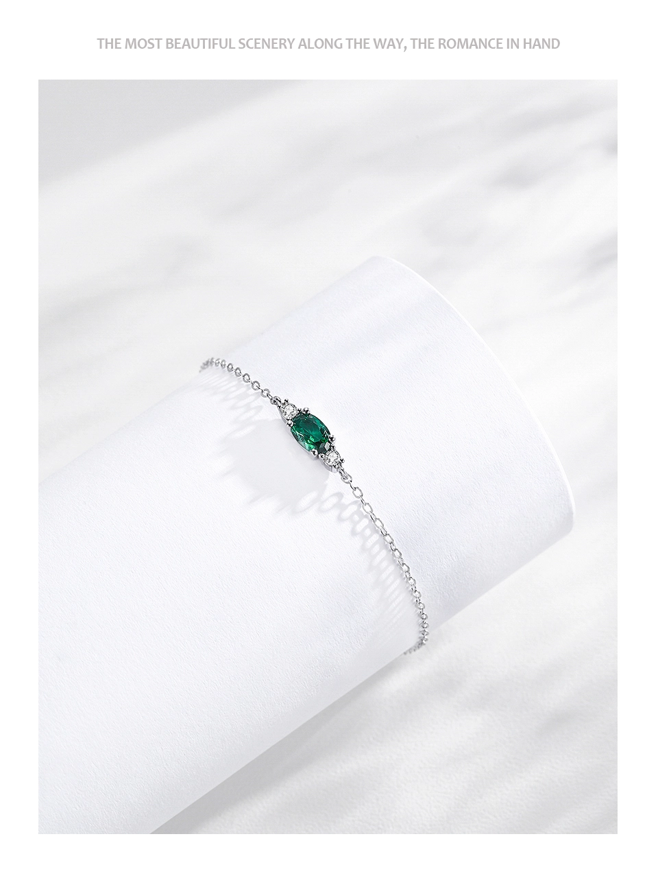 Vintage Blue Oval Zircon Chain Bracelet 925 Sterling Silver