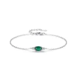 Oval Green Zircon Chain Bracelet Sparkling 925 Sterling Silver