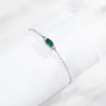 Oval Green Zircon Chain Bracelet Sparkling 925 Sterling Silver