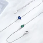 Oval Green Zircon Chain Bracelet Sparkling 925 Sterling Silver